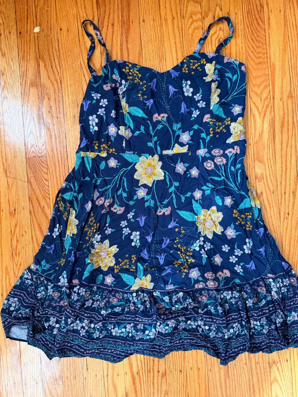Old Navy Navy Floral Spaghetti-Strap Dress